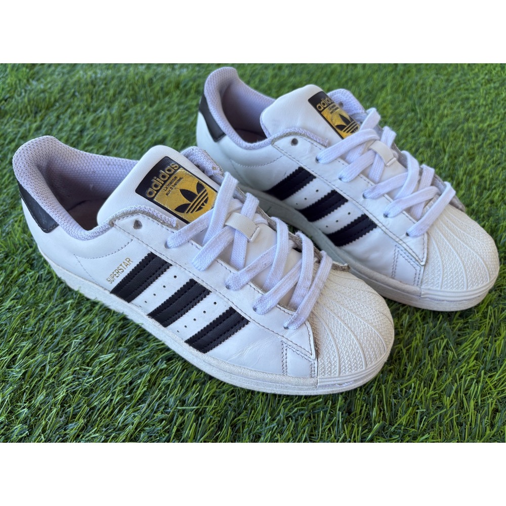 Adidas Superstar White Black Gold Metallic Sneakers FU7712 Womens Size 6 / 4.5Y